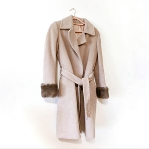 Alpaca Wool Coat with Fur Trim